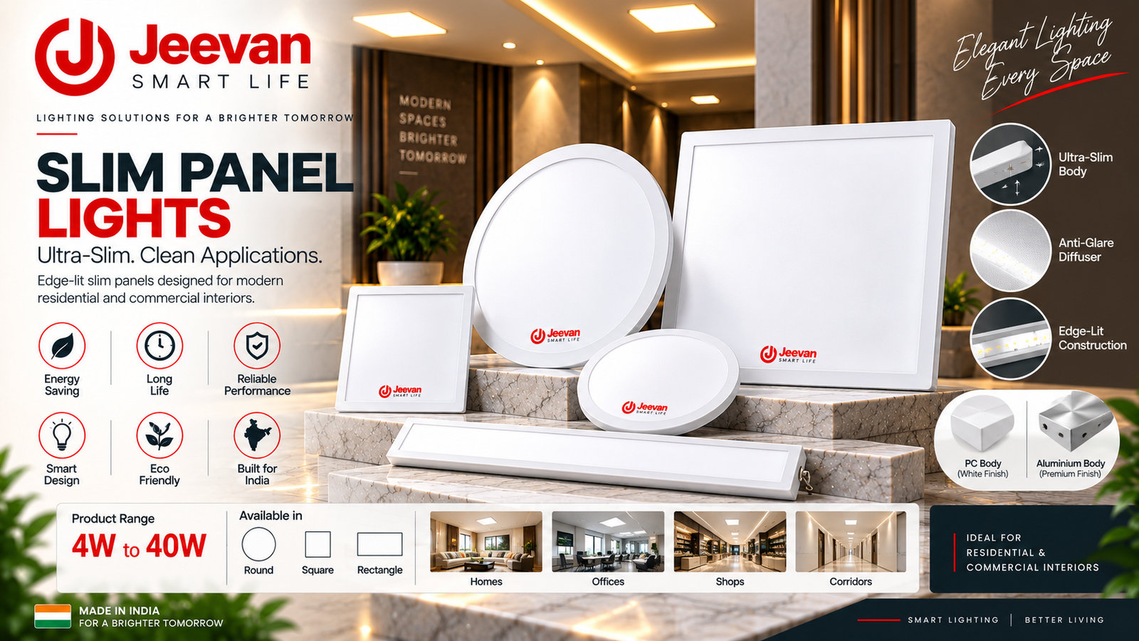 Jeevan Smart Life Slim Panel Lights